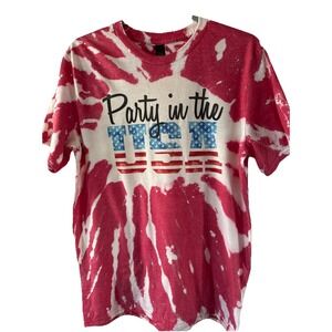 Party In The Usa T-Shirt, Red Tie-Dye, Medium